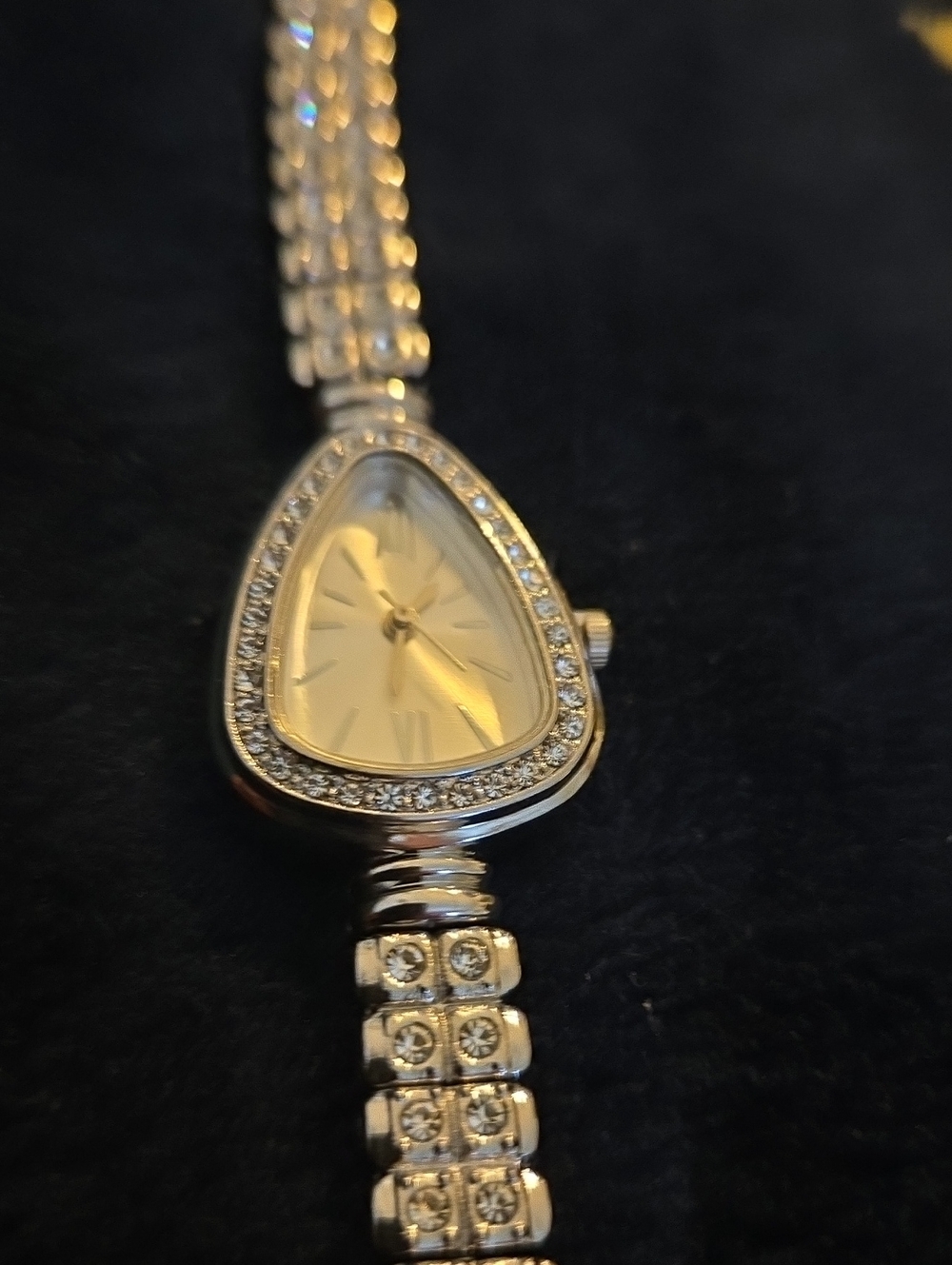 Women's Silver Tone Crystal Accent Teardrop Bracelet Watch